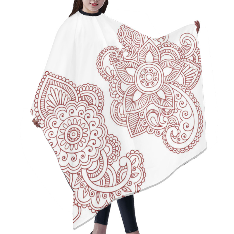 Personality  Henna Mehndi Pasiley Mandala Flower Doodles Vector Hair Cutting Cape