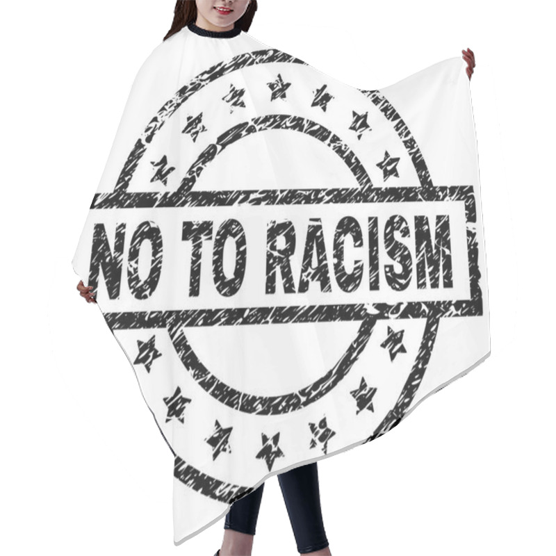 Personality  Grunge Textured NO TO RACISM Stamp Seal Hair Cutting Cape