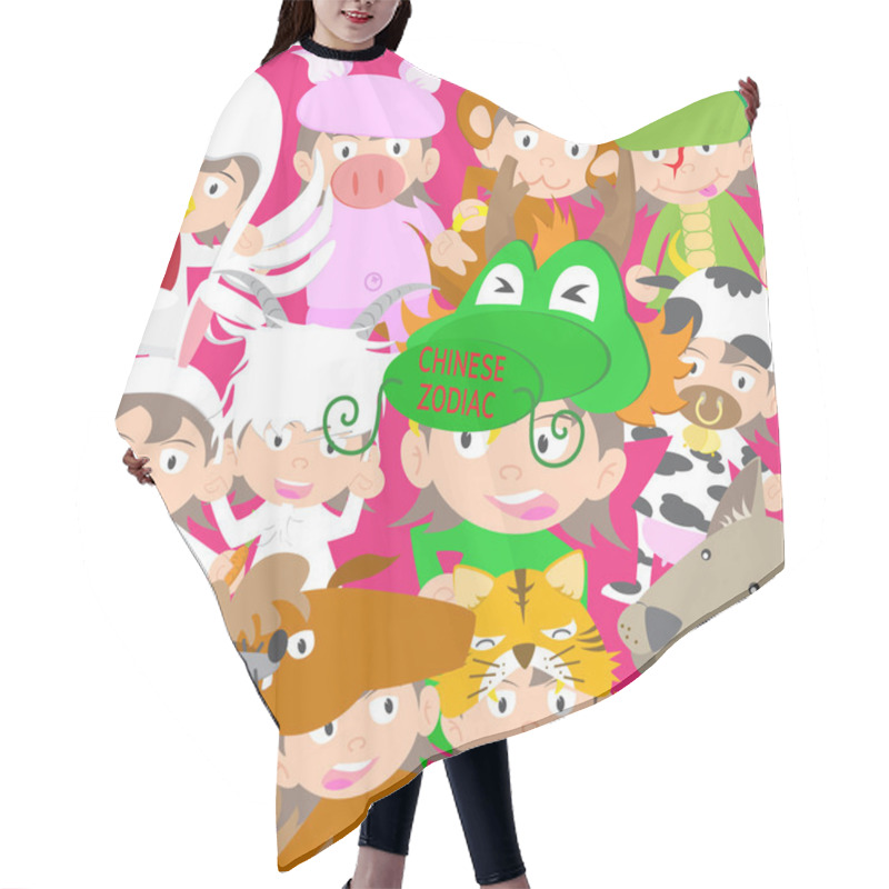 Personality  Chinese Zodiac Animal Kid Doll, Year Of The Dragon Vector Illustration Hair Cutting Cape