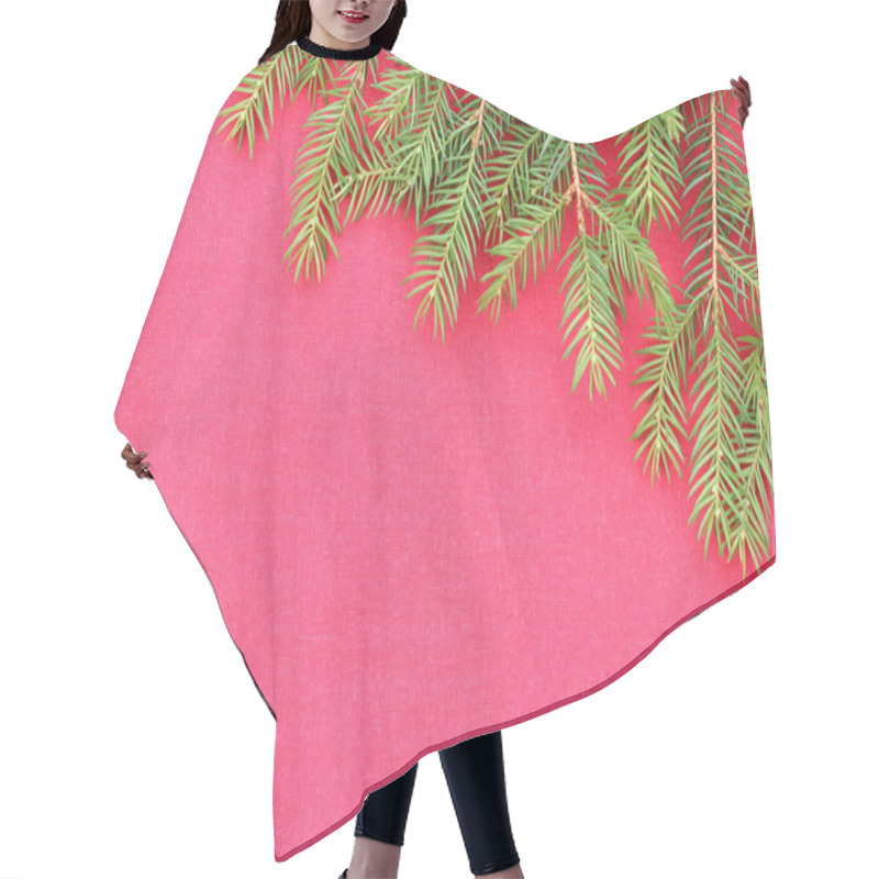 Personality  New Christmas Background With Real Pine Tree Branches Hair Cutting Cape