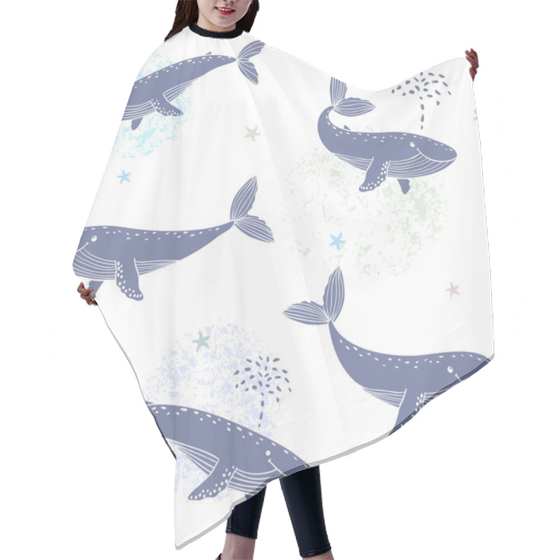 Personality  Whales Seamless Hair Cutting Cape