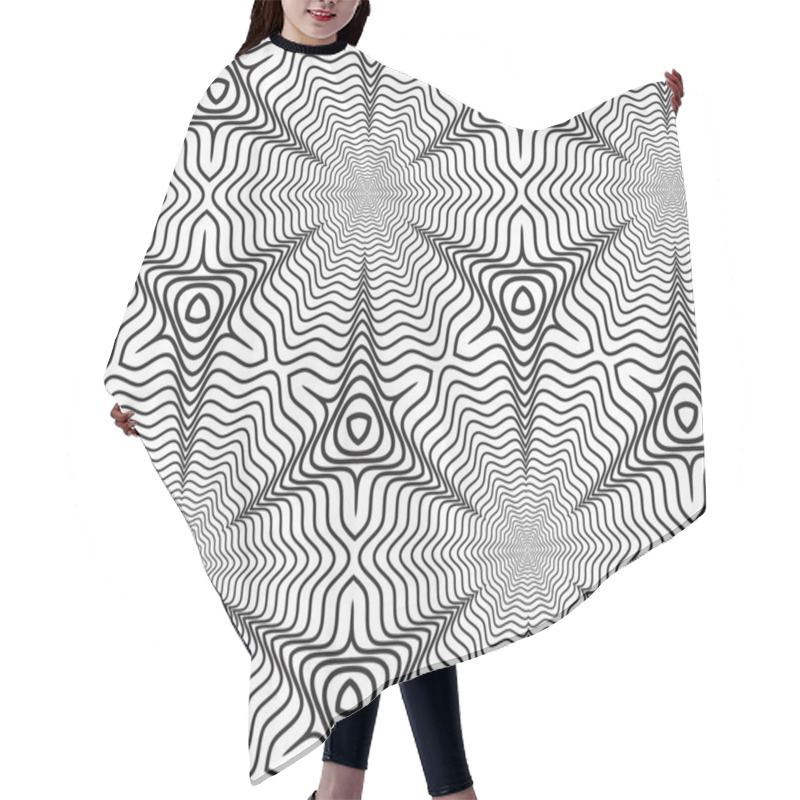 Personality  Black And White Op Art Design, Vector Seamless Pattern Backgroun Hair Cutting Cape