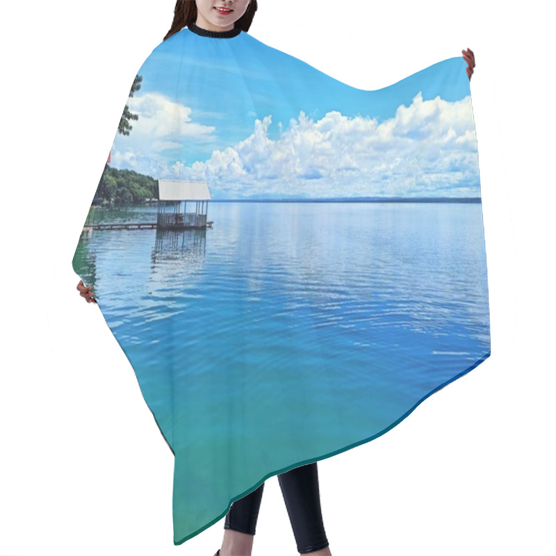 Personality  Beach Scene In San Jose Peten With Cabin By Lake Peten Itza, Guatemala Hair Cutting Cape