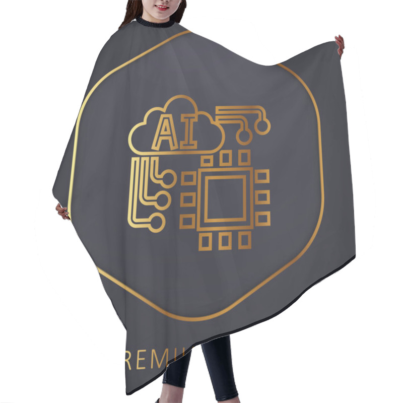 Personality  Artificial Intelligence Golden Line Premium Logo Or Icon Hair Cutting Cape