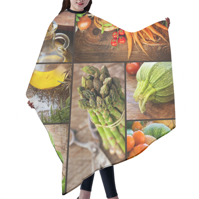 Personality  Fresh Vegetables Collage Hair Cutting Cape