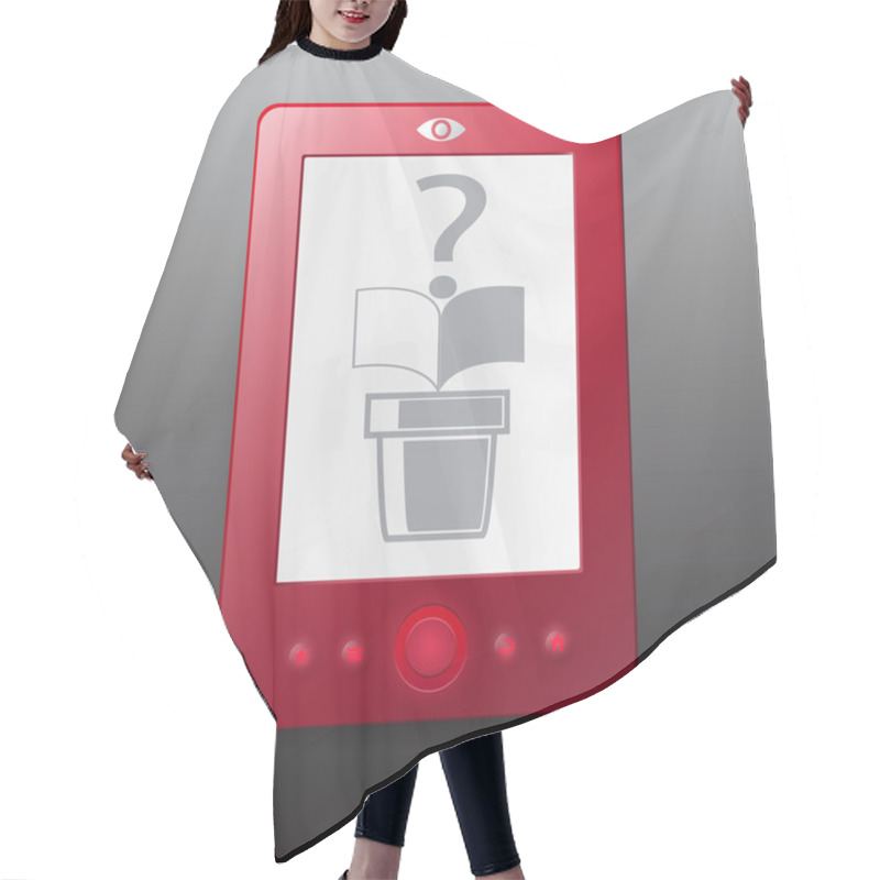 Personality  Red E-reader. Vector Illustration. Hair Cutting Cape