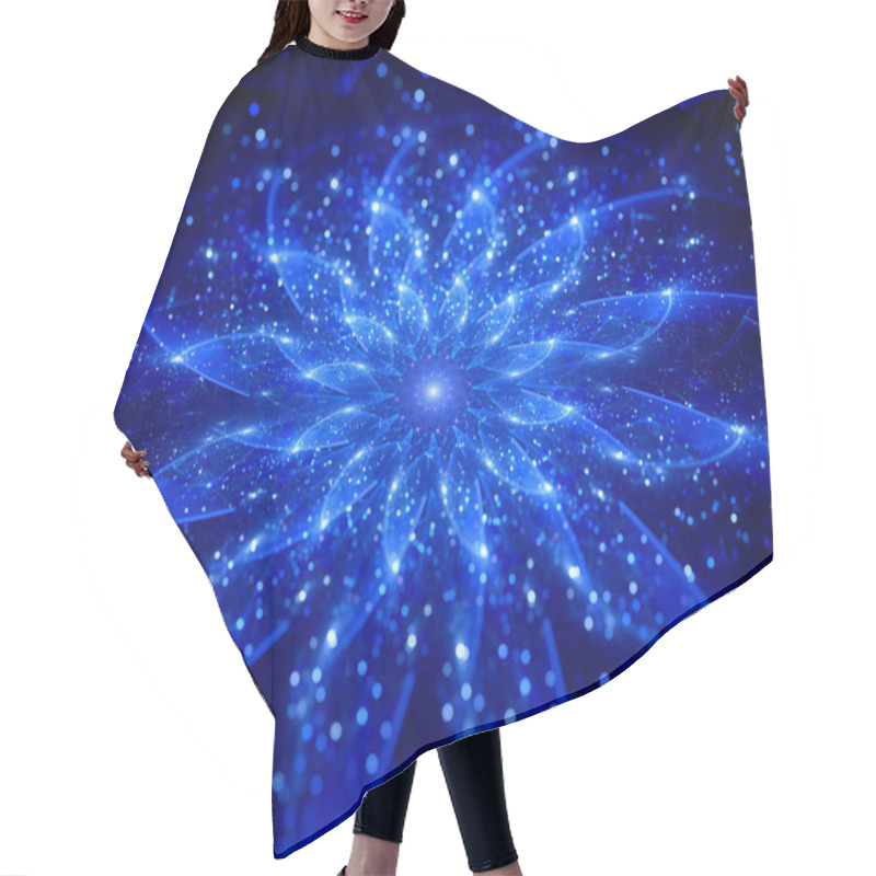 Personality  Blue Glowing Flower In Space Hair Cutting Cape