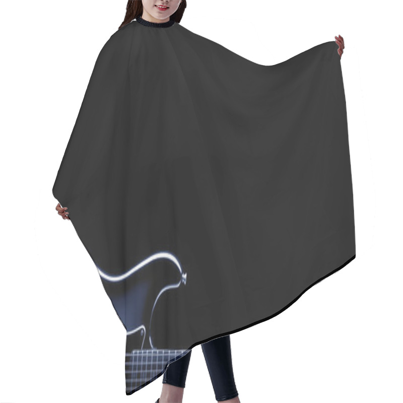 Personality  Blues Electric Guitar On Black Hair Cutting Cape