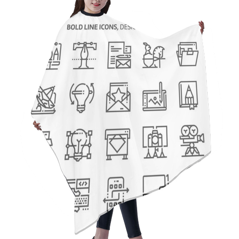 Personality  Design Elements, Bold Line Icons Hair Cutting Cape