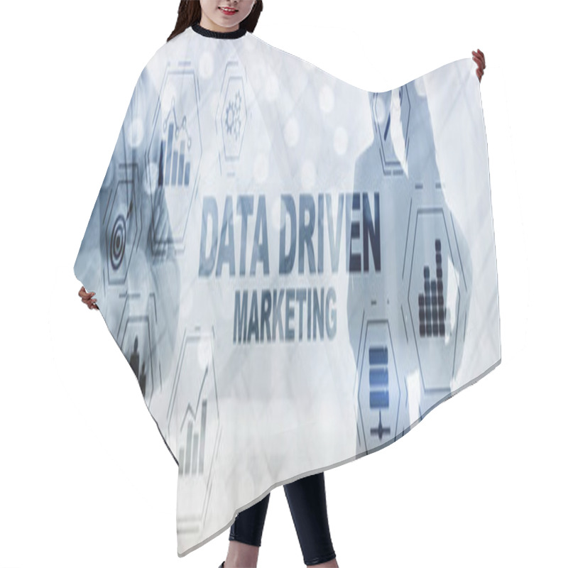 Personality  Data Driven Marketing Concept On Abstracct Toned Image. Hair Cutting Cape