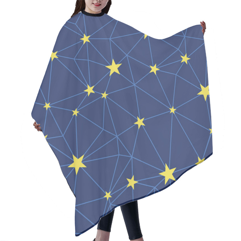 Personality  Stars Network Navy Vector Seamless Pattern. Hair Cutting Cape