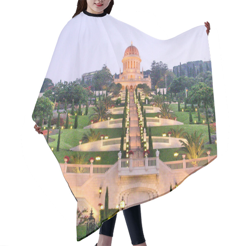 Personality  Haifa View To Bahai Gardens In Night 2003 Hair Cutting Cape