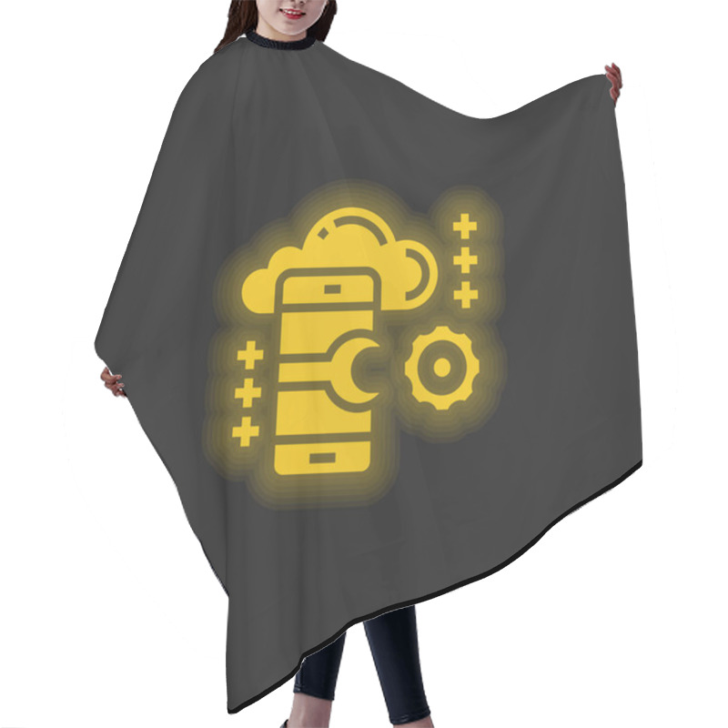 Personality  Application Yellow Glowing Neon Icon Hair Cutting Cape