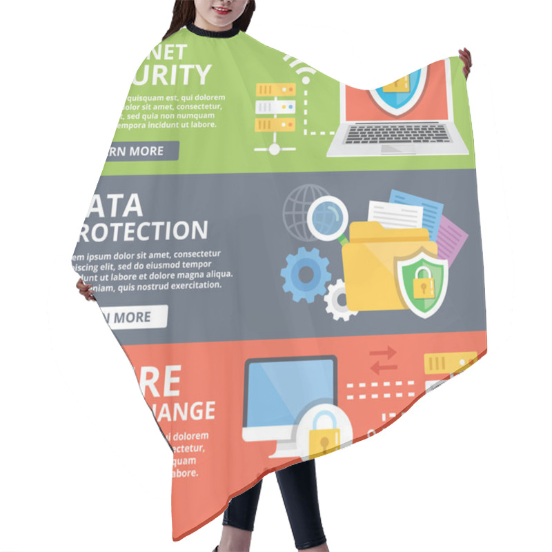 Personality  Internet Security, Data Protection, Secure Data Exchange, Cryptography Flat Illustration Concepts Set Hair Cutting Cape