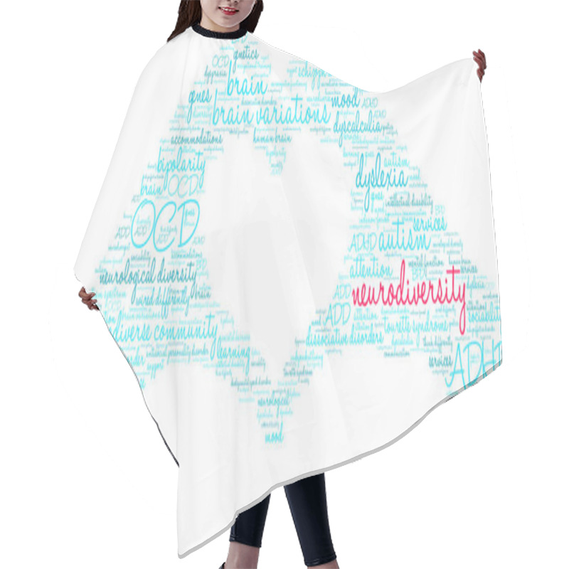 Personality  Neurodiversity Word Cloud On A White Background.  Hair Cutting Cape