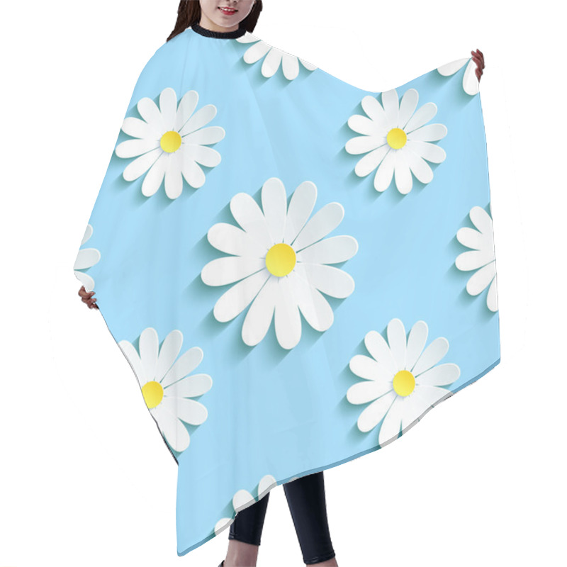 Personality  Spring Blue Background Seamless Pattern With Chamomile Hair Cutting Cape