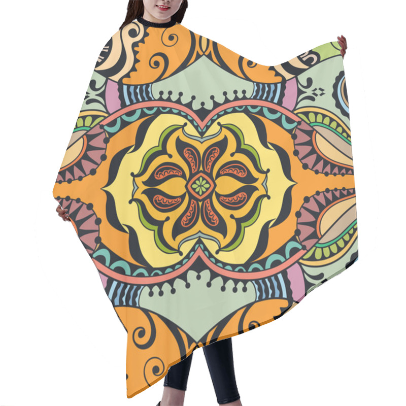 Personality  Vector Floral Geometric Seamless Pattern, Ethnic Ornament Hair Cutting Cape