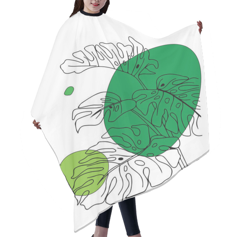 Personality    Background With Hand-drawn Sketch Tropical Leaves With Green Spots Hair Cutting Cape