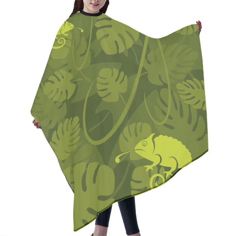 Personality  Vector Chameleon On A Leaf Background Hair Cutting Cape