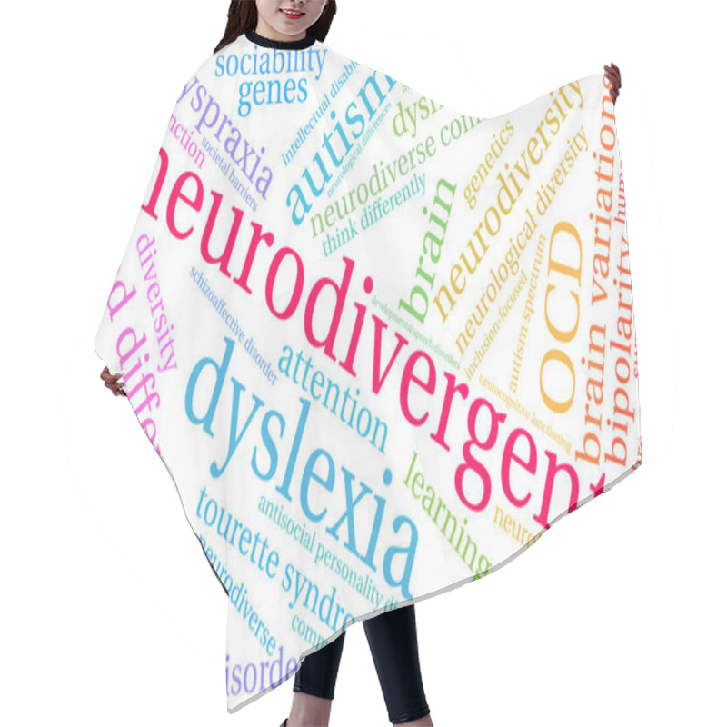 Personality  Neurodivergent Word Cloud On A White Background.  Hair Cutting Cape