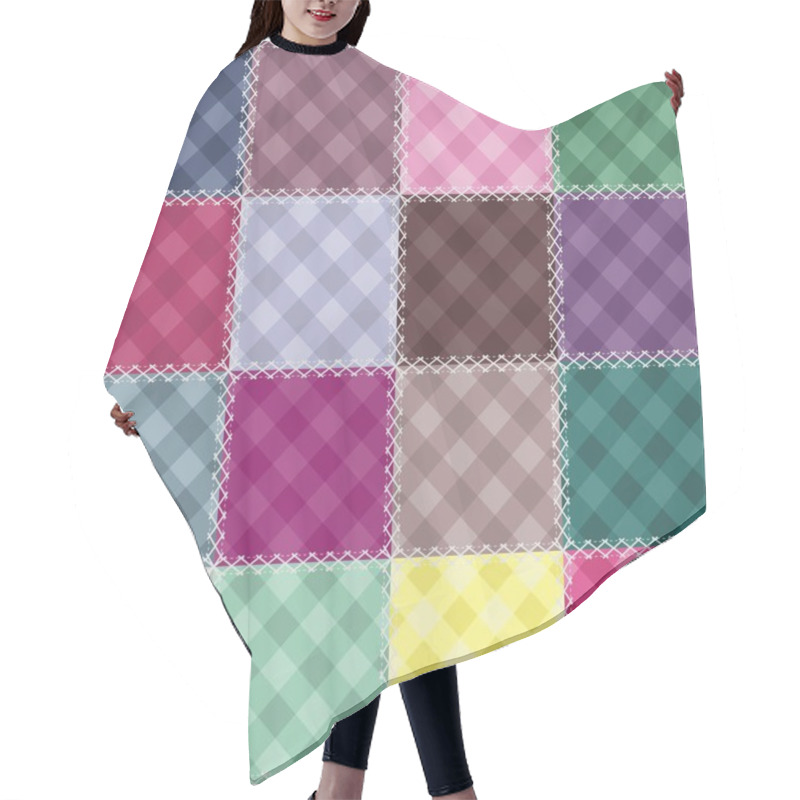 Personality  Patchwork Background With Checked Patterns Hair Cutting Cape