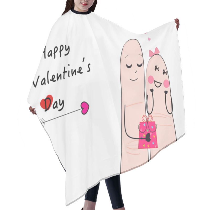 Personality  Finger Couple Funny Valentine Day Card Hair Cutting Cape