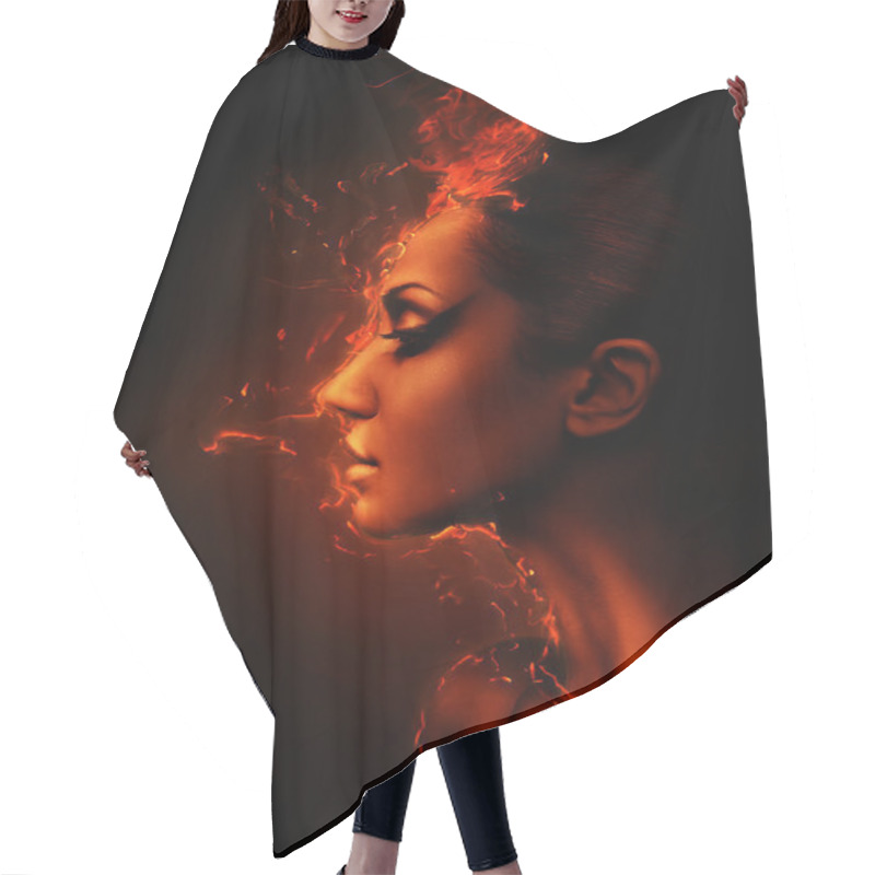 Personality  The Burning Woman Head Profile Hair Cutting Cape