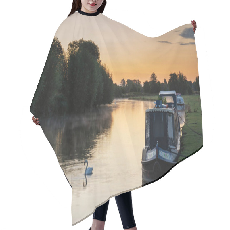 Personality  Beautiful Sunrise Landscape Image Of River Thames At Lechlade-on-Thames In English Cotswolds Countryside Hair Cutting Cape