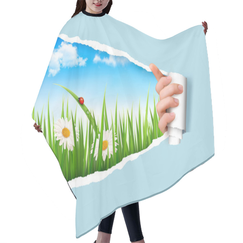 Personality  Spring Background With Flowers, Grass And A Ladybug. Vector.  Hair Cutting Cape