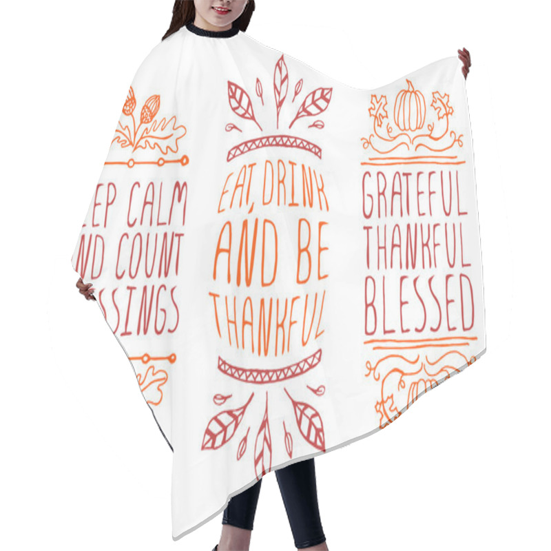 Personality  Hand-sketched Typographic Elements For Thanksgiving Design Hair Cutting Cape