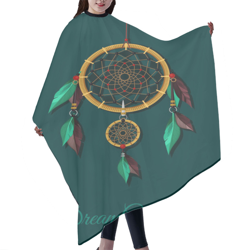 Personality  Dream Catcher. Vector Flat Illustration Hair Cutting Cape