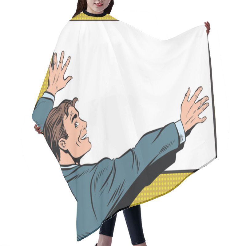 Personality  Retro Man Unfolds A Poster Hair Cutting Cape