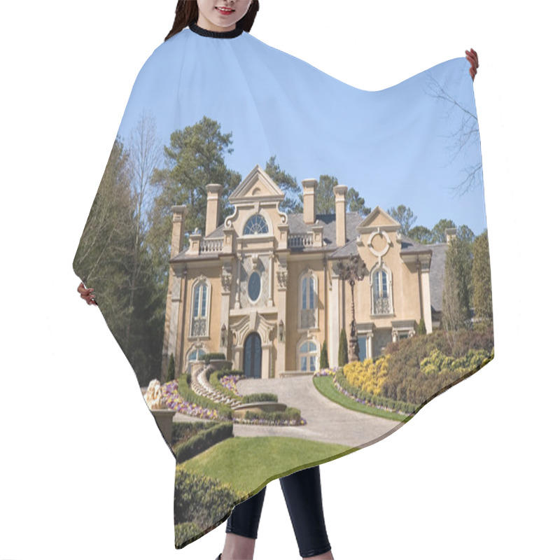 Personality  Large Stucco House On Hill Hair Cutting Cape