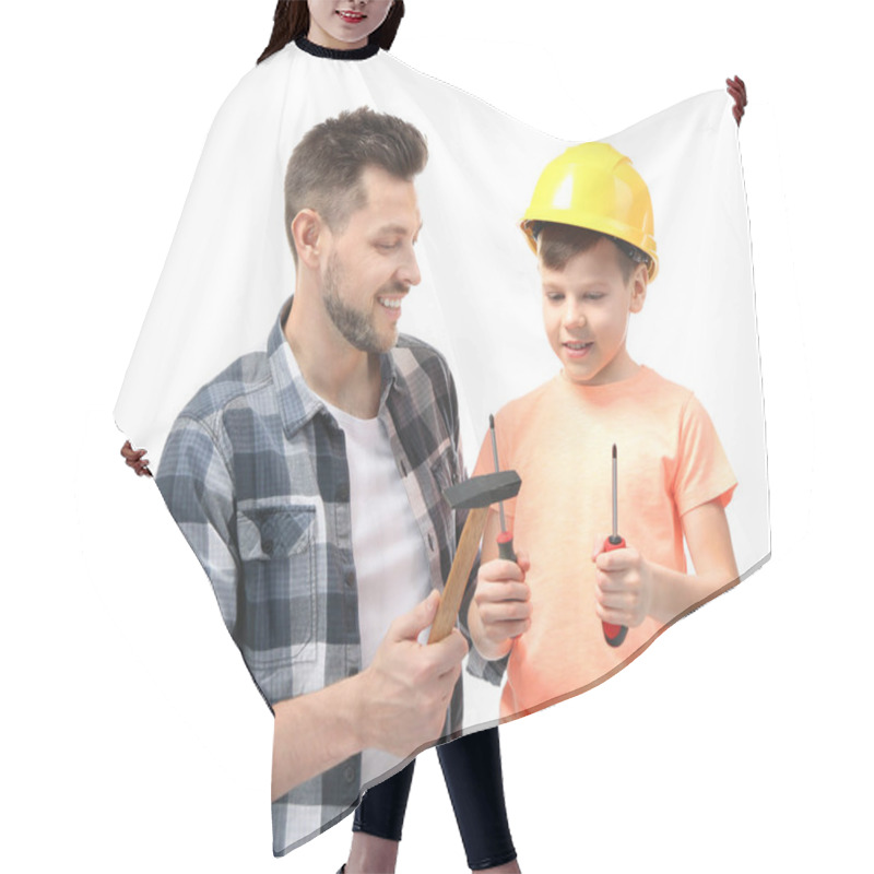 Personality  Father And Son Together   Hair Cutting Cape