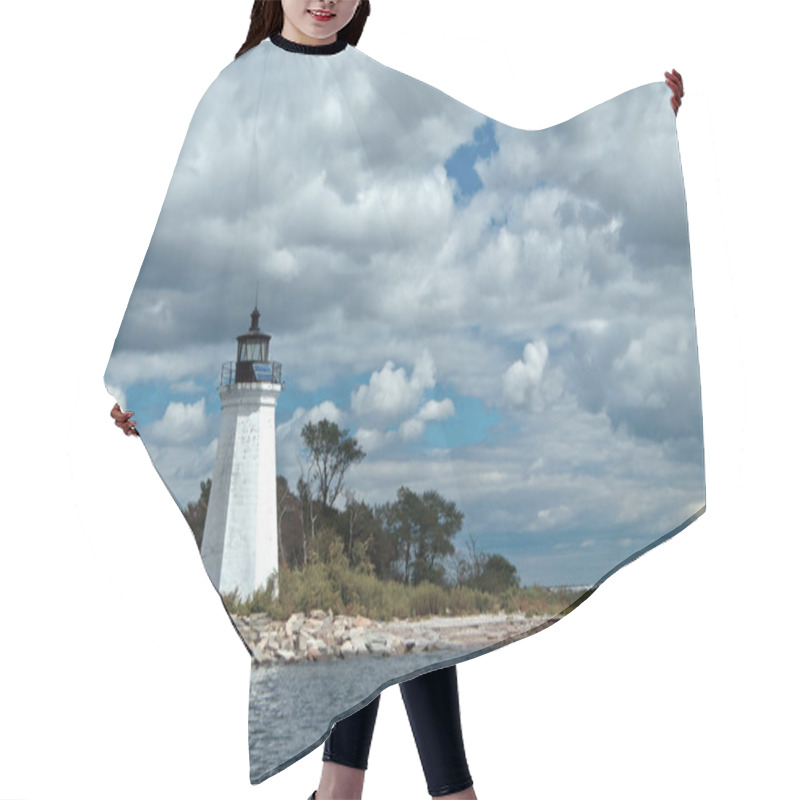 Personality  Sun Shines Through Clouds On Black Rock Harbor Lighthouse In Bridgeport, Connecticut Hair Cutting Cape