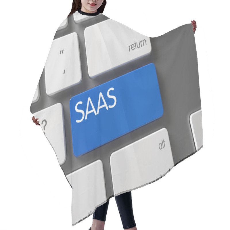 Personality  SaaS CloseUp Of Keyboard. 3D. Hair Cutting Cape