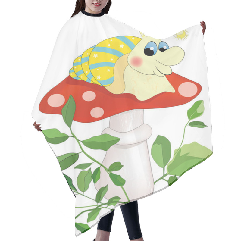 Personality  Snail Sitting On A Mushroom Hair Cutting Cape