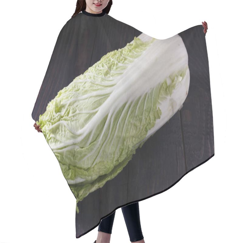 Personality  Green Peking Cabbage On A Wooden Table Hair Cutting Cape