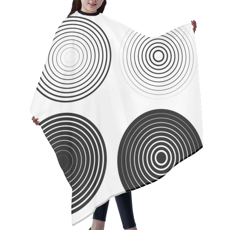 Personality  Set Of Concentric Circle Elements.  Hair Cutting Cape