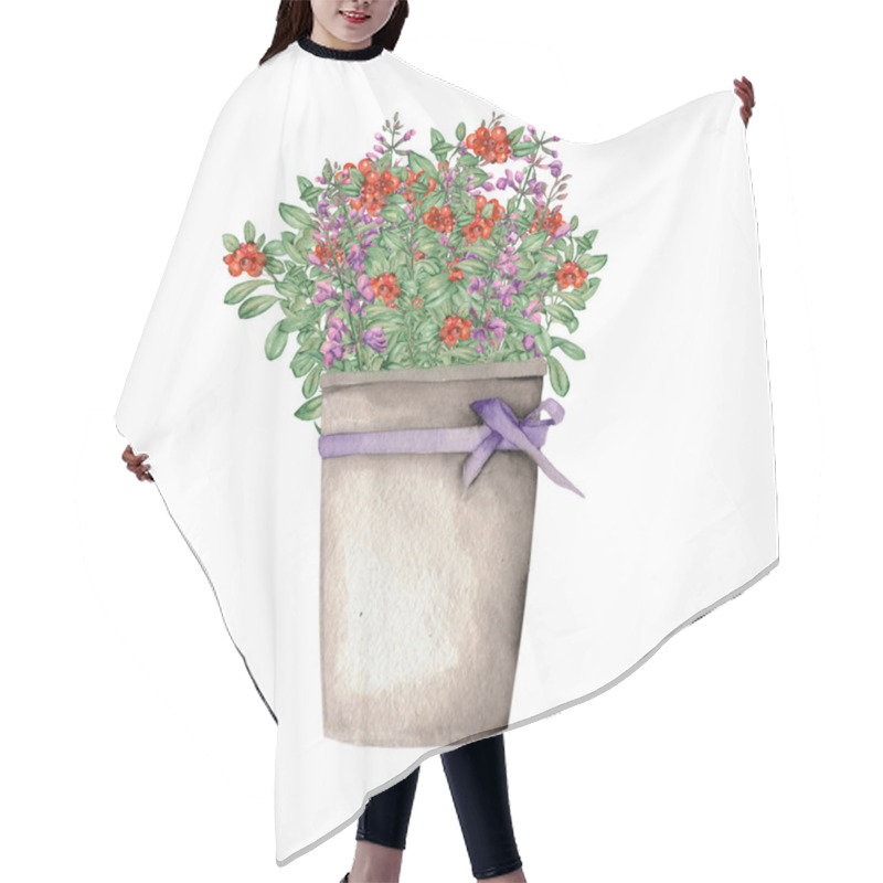 Personality  Salvia And Cowberry In A Bucket Hair Cutting Cape