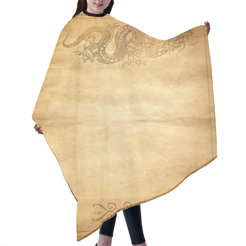 Personality  Yellow Paper With A Painted Dragon Hair Cutting Cape