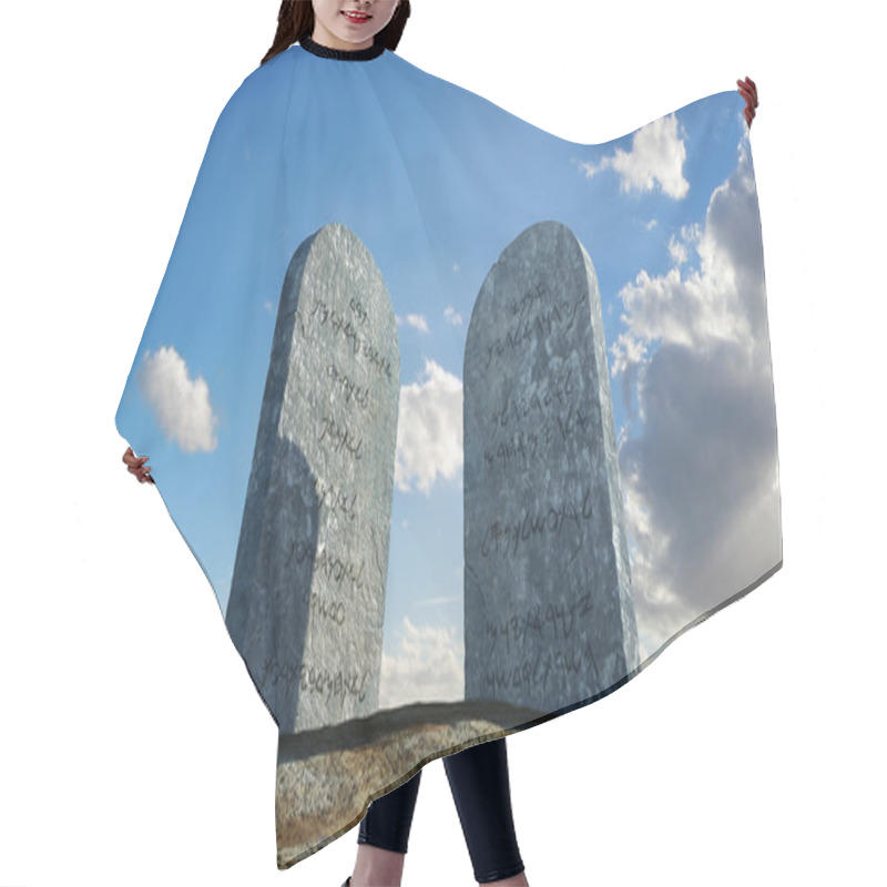 Personality  Ten Commandments Stones, Viewed From Ground Level Hair Cutting Cape