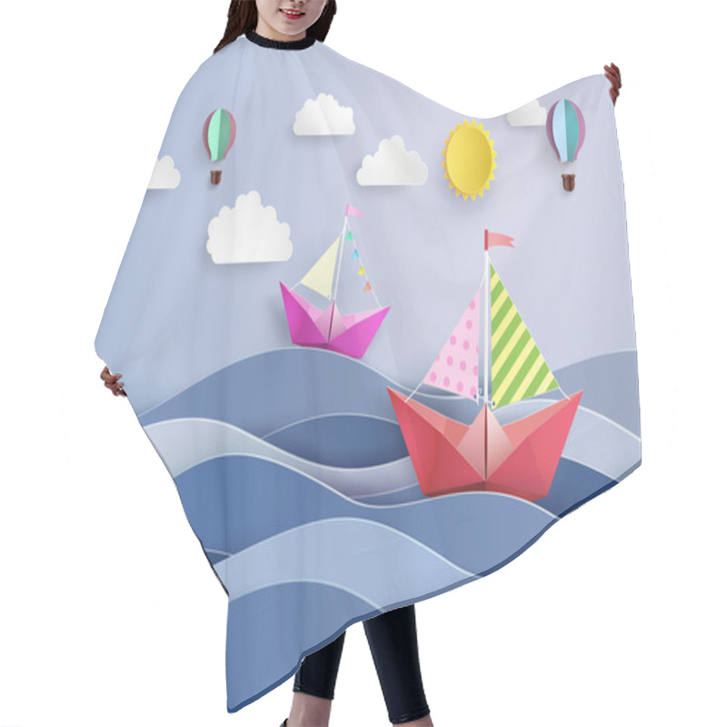 Personality  L Paper Sailing Boat And Balloon Hair Cutting Cape