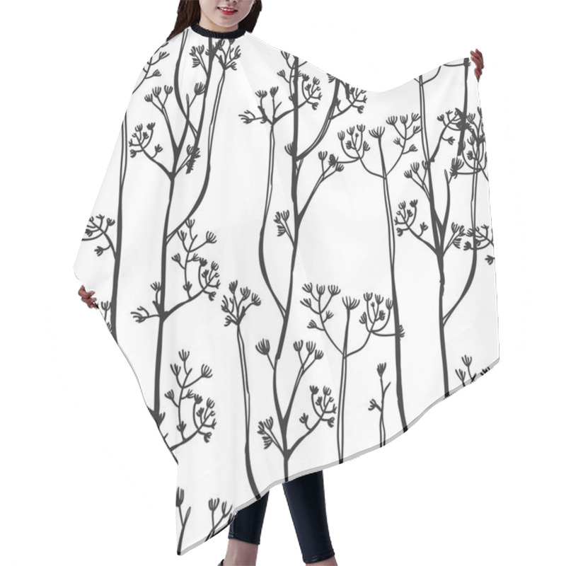 Personality  White And Black Background With Abstract Plants, Seamless Pattern Hair Cutting Cape