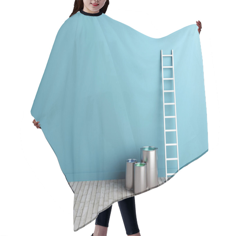 Personality  Ladder And Paint Buckets By The Wall Hair Cutting Cape