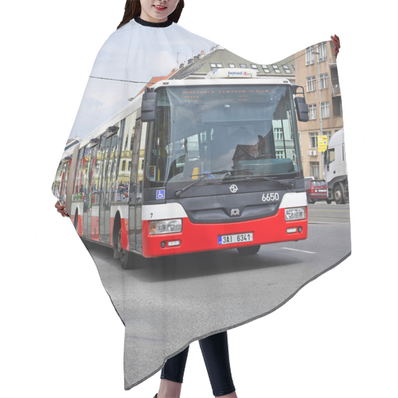 Personality  PRAGUE, CZECH REPUBLIC - May 7, 2017: City Bus On The Route Hair Cutting Cape