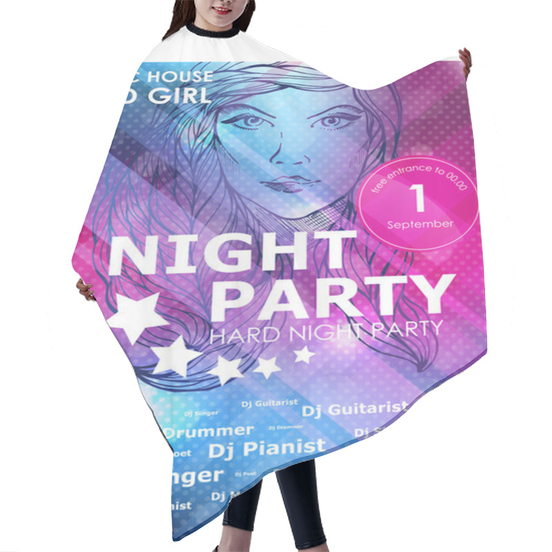 Personality  Night Party Design Poster With Fashion Girl Hair Cutting Cape