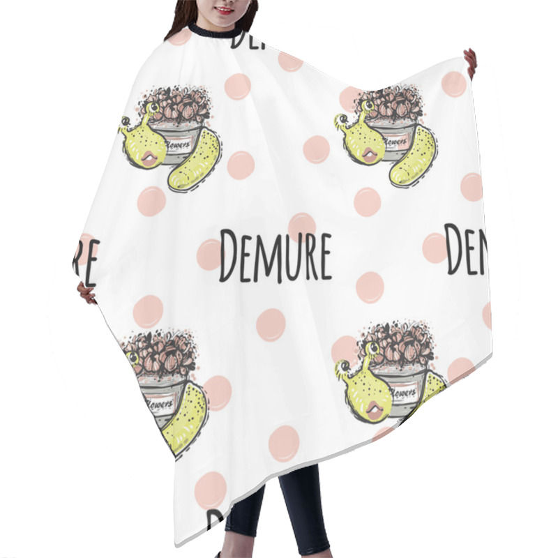 Personality  Pattern With Funny Monsters Named Demure Hair Cutting Cape