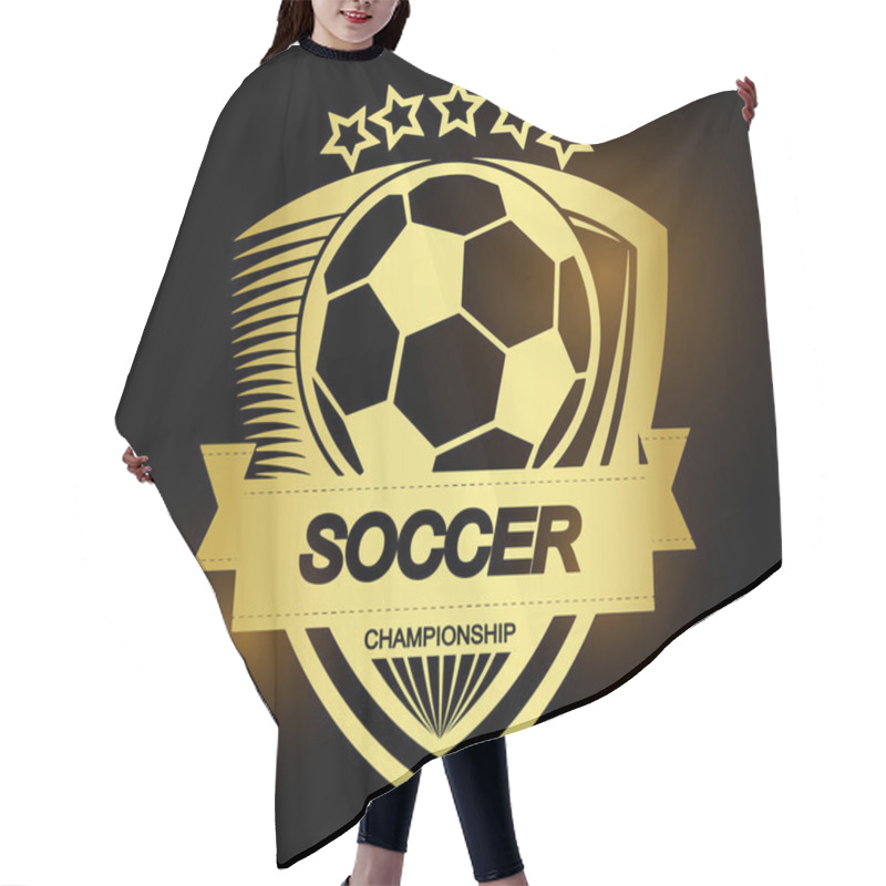 Personality  Illustration Of Golden Soccer Symbol Or Label And Logo Hair Cutting Cape