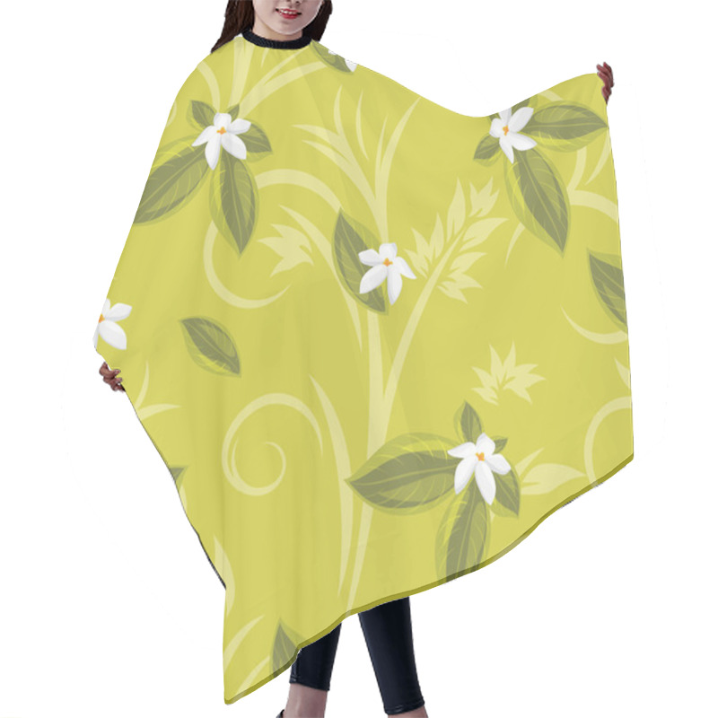 Personality  Ornamental Background With White Flowers Hair Cutting Cape